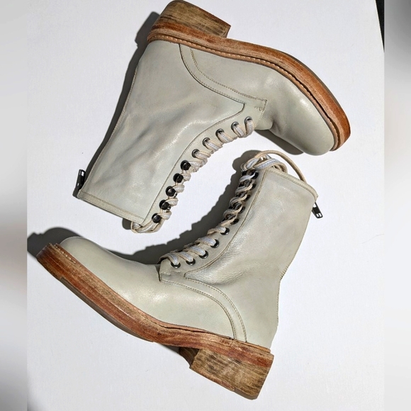 Free People Santa Fe Lace Up Eyelet Leather Boot NWOT Ecru 36 6 - Picture 5 of 16